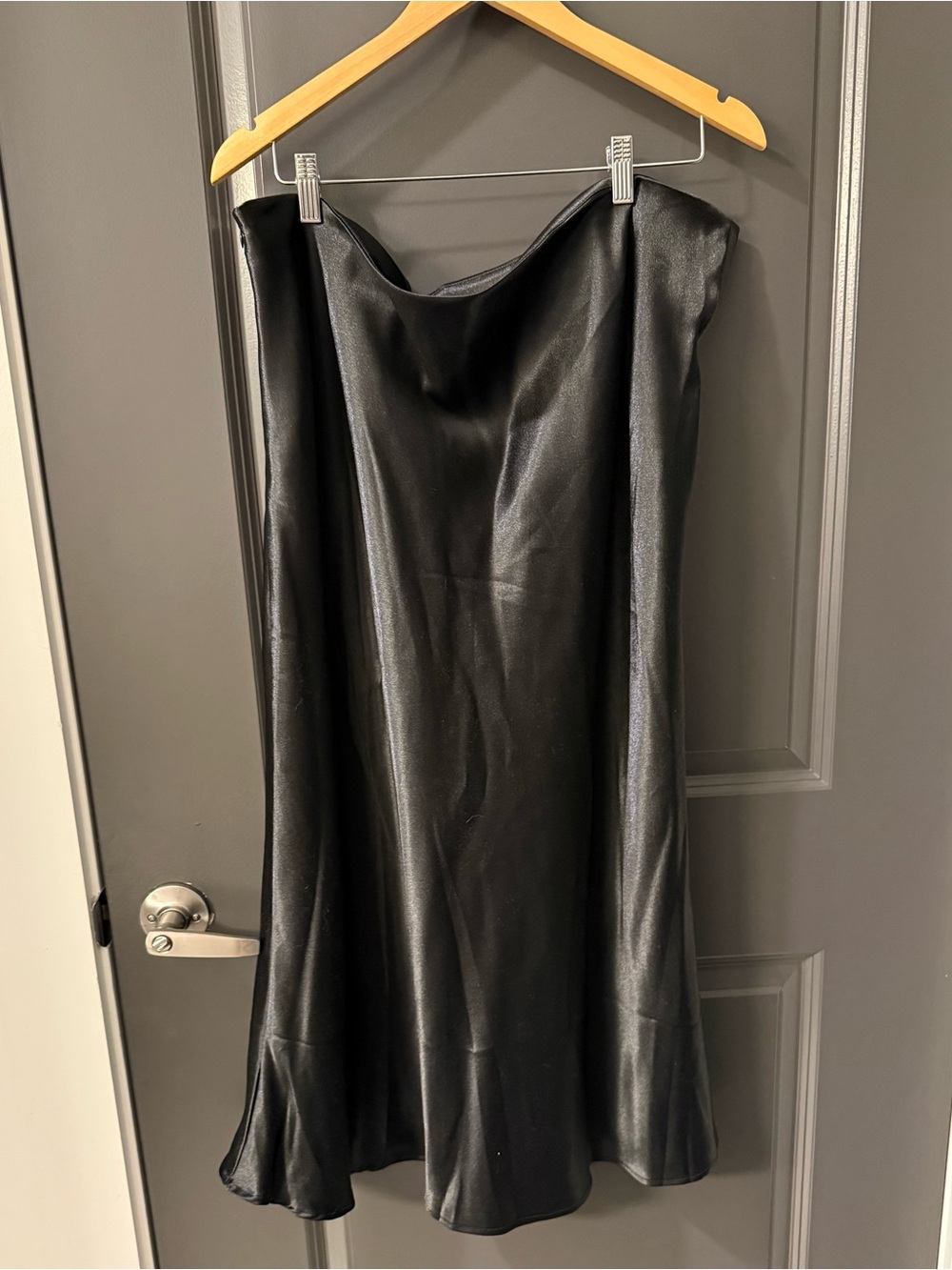 SHEIN Curve Black Satin A-Line Skirt